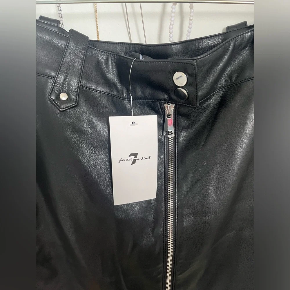 NWT 7 For All Mankind Leather Mink Skirt - Picture 2 of 3